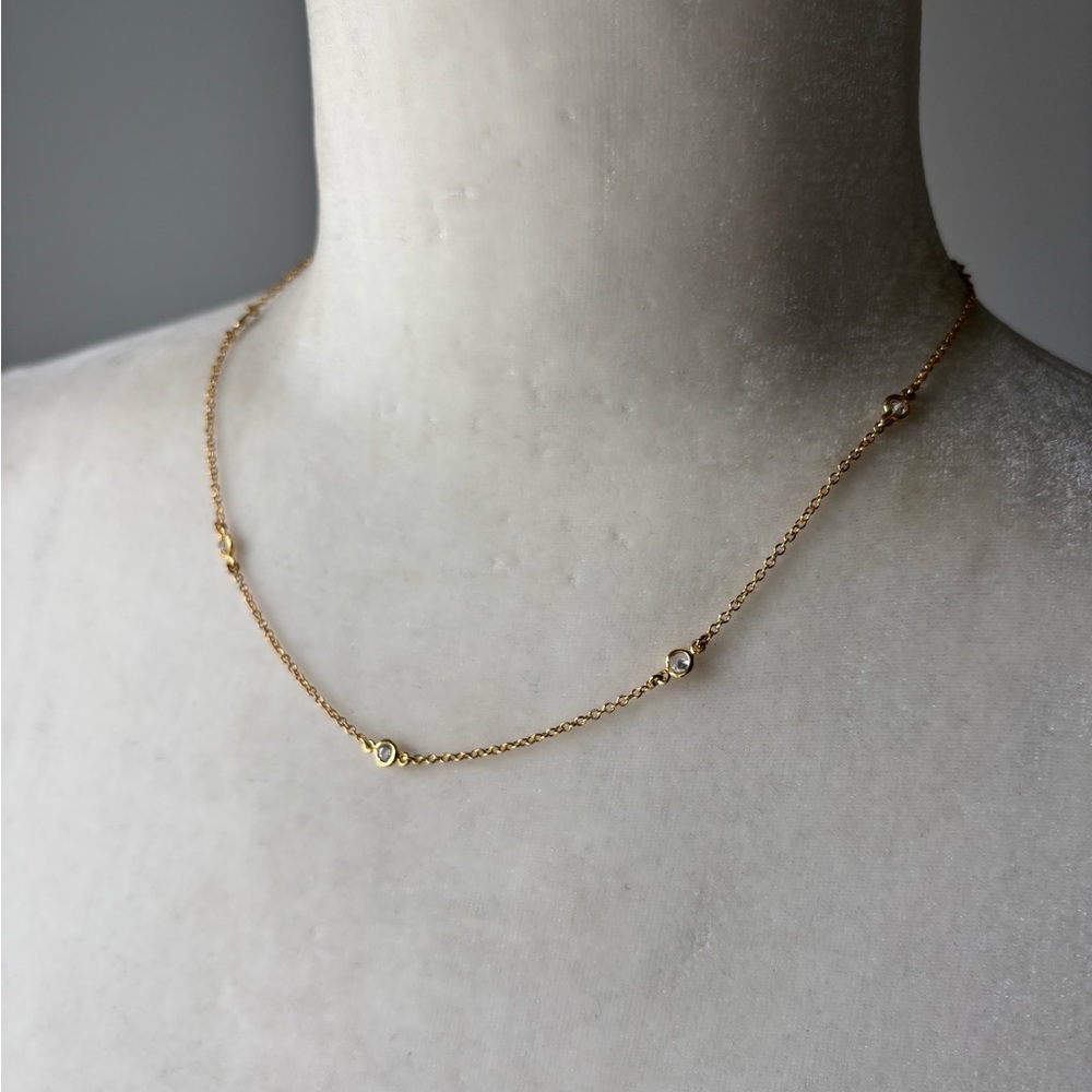 14K Gold Plated 925 Sterling Silver Cubic Zirconia Accents Necklace 22”